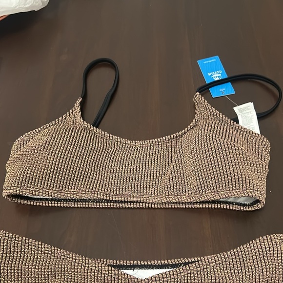 Cupshe Rib Mineral Wash Scoop Neck Top & Hipster Bikini Set Size M - Picture 6 of 16